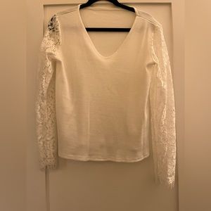 Lace long sleeve white sweater